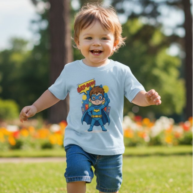 Söt Bat-Boy Superhjälte Kostym Småbarn Barn Blå  T Shirt (Skapare uppladdad)