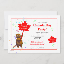 Söt bäver Canada Day-fest  Inbjudningar