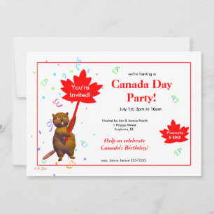 Söt bäver Canada Day-fest Inbjudningar
