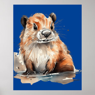 Söt bäver poster