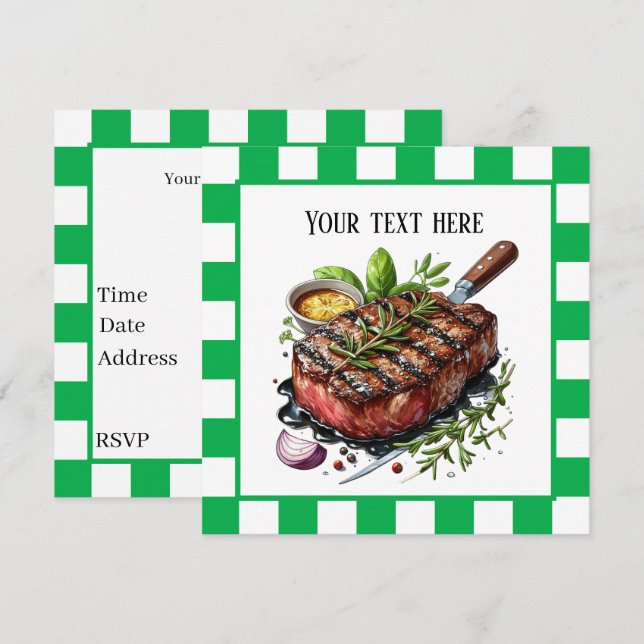 Söt BBQstek fest  Inbjudningar (Fram/baksida)