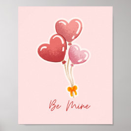 Söt Be Mine Heart Balloons Alla hjärtans dag Canva Poster