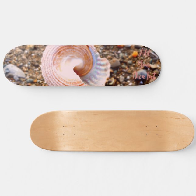 SÖT BEACH PHOTO ROSA SNÄCKA ON BROWN SMÅSTEN MINI SKATEBOARD BRÄDA 18,5 CM (Horz)