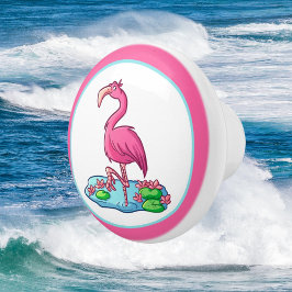 Söt Beach rosa flamingo decor Knopp