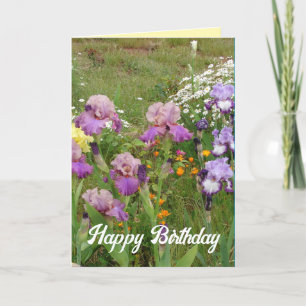 Söt Beaded Iris Garden Flower Blommigt Card Kort