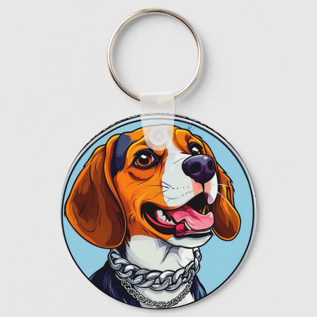🐶 Söt Beagle Hund För Gåva 🐶 Nyckelring (Framsida)