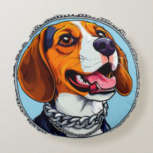 Söt Beagle Hund Gåva till Katt- och Hundägare Rund Kudde