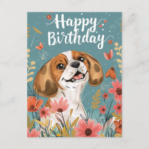 Söt Beagle hund Grattis på födelsedagen Vykort