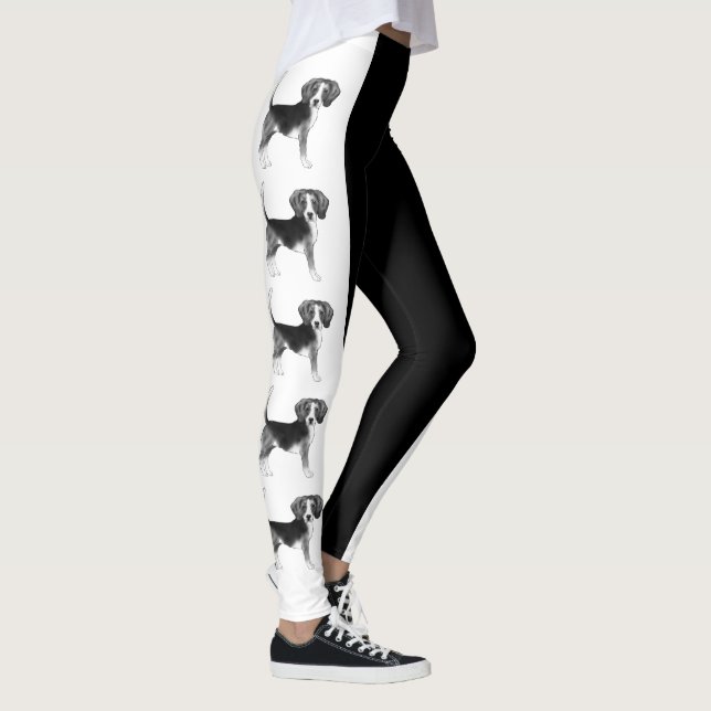 Söt Beagle Hund Illustration i Svart Och Vitt Leggings (Höger)