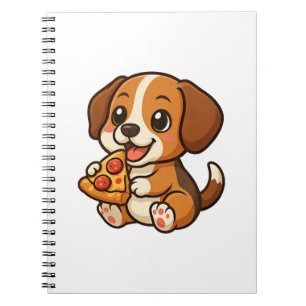 Söt beagle hund pizza pizza älskare tecknad film anteckningsbok
