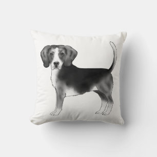 Söt Beagle-hundillustration i svart och vitt Kudde