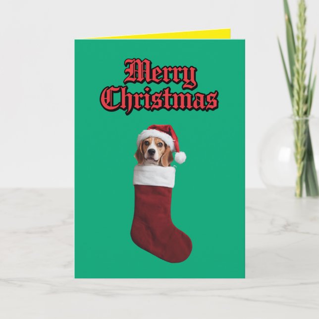 Söt Beagle jul firande Helgkort (Framsida)