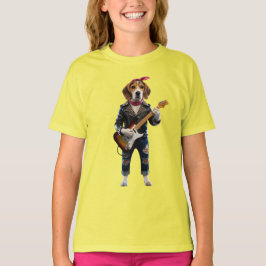 Söt Beagle Rockstjärna Barn T-Shirt