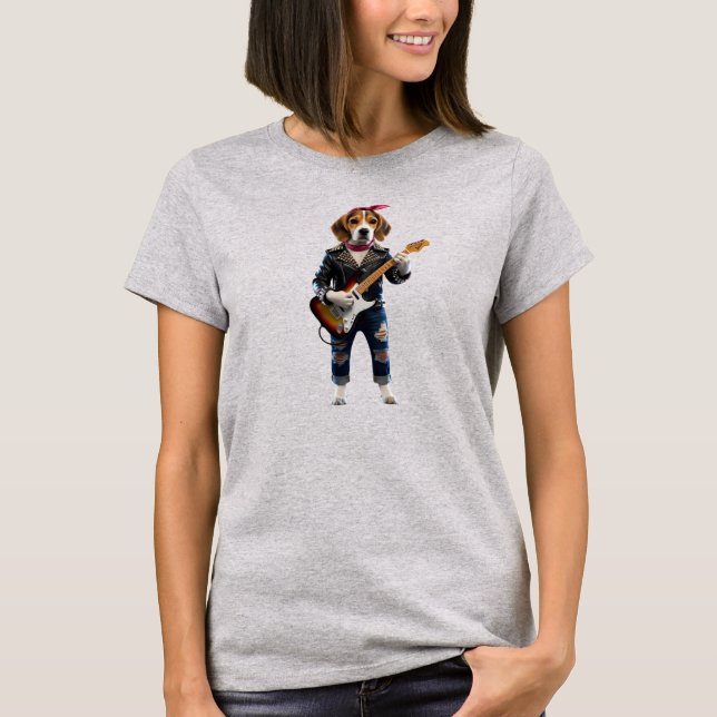 Söt Beagle Rockstjärna T-Shirt (Framsida)
