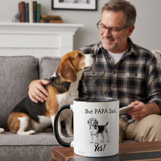Söt Beagle Svart/Vit typografi Anpassa Mugg (Skapare uppladdad)