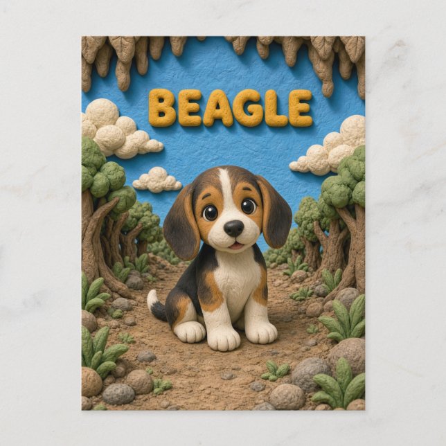 Söt beagle-valp, babyhund vykort (Framsida)