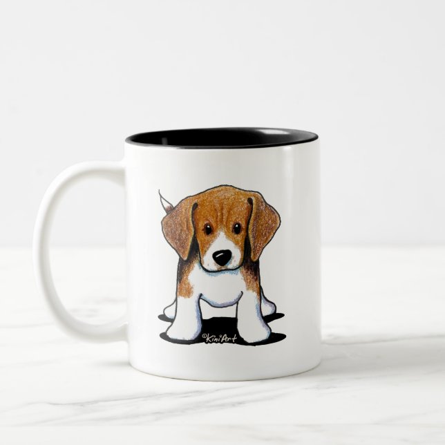 Söt Beagle-valp Två-Tonad Mugg (Vänster)