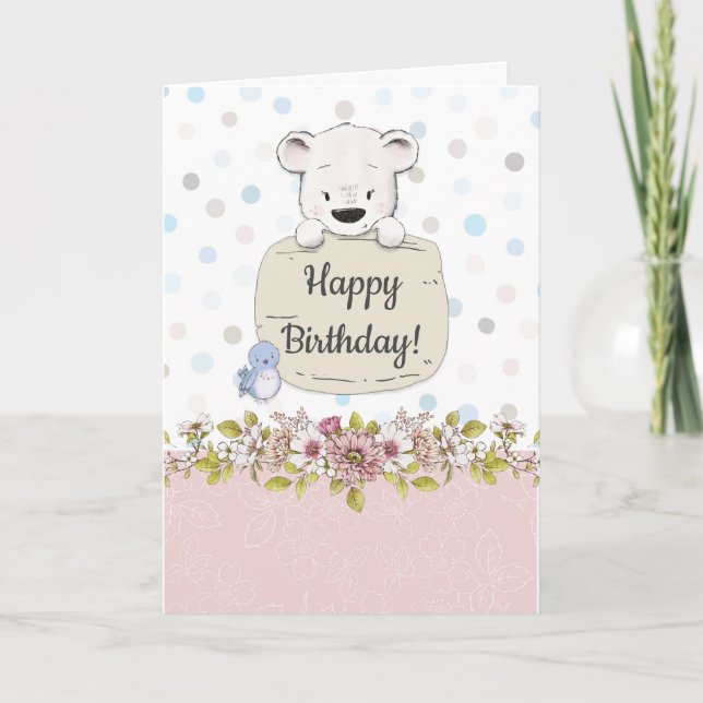 Söt BEARY Glad födelsedag Kort (Framsida)