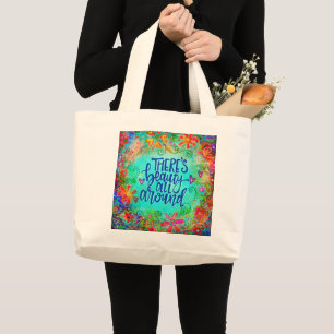 Söt Beauty Quote Inspiritivity Large Tote Bag Jumbo Tygkasse