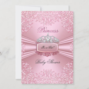 Söt Bebis Babyshower Flicka Rosa Prinsessa Tiara s Inbjudningar