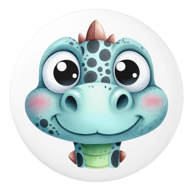Söt Bebis Dino Ansikte Knopp (Framsidan)