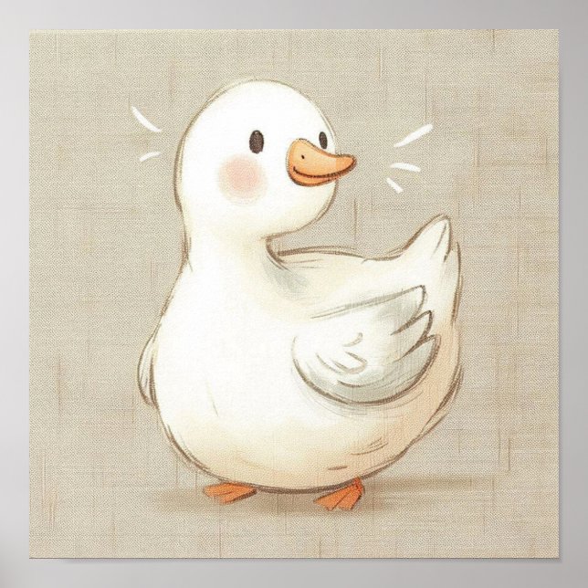 Söt Bebis Djur Glad Ankunge Nurseries Väggkonst (Framsidan)