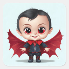 Söt Bebis Dracula Fyrkantigt Klistermärke