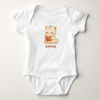 Söt Bebis Drak Läsande Bok Småbarn T-Shirt