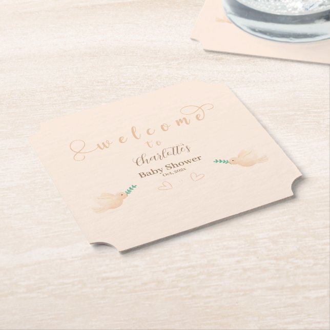 Söt Bebis Duv Baby Shower Underlägg Papper (Vinklad)