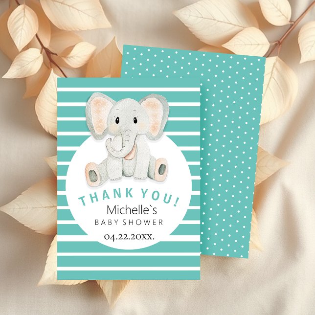 Söt Bebis Elefant Akvarell Illustration Tack Kort (Skapare uppladdad)