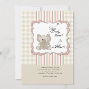 Söt Bebis Elefant Baby Shower Inbjudningar