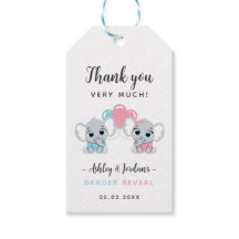 Söt Bebis Elefant Köns Avslöjande Present Tag