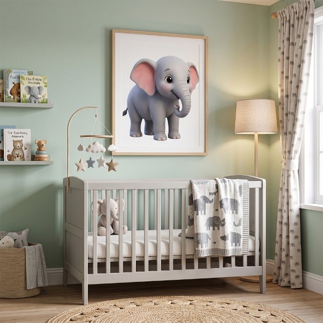 Söt Bebis Elefant Nurserieserieteckning Poster (Skapare uppladdad)