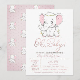 Söt Bebis Elefant Prickar Baby Shower Inbjudan