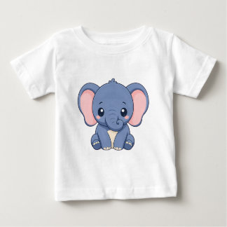 Söt Bebis Elefant Serieteckning Design T Shirt