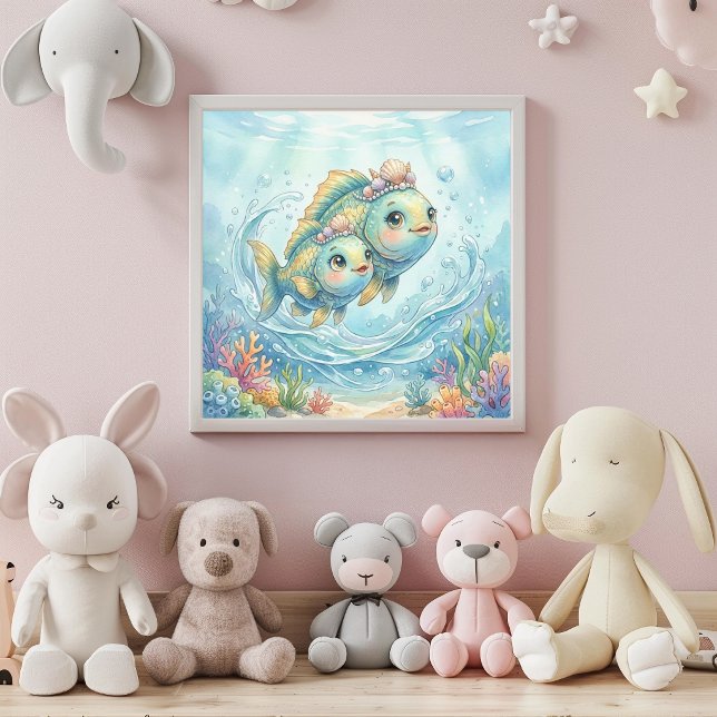 Söt Bebis Fiskarna Zodiak Väggkonst Affisch (Skapare uppladdad)
