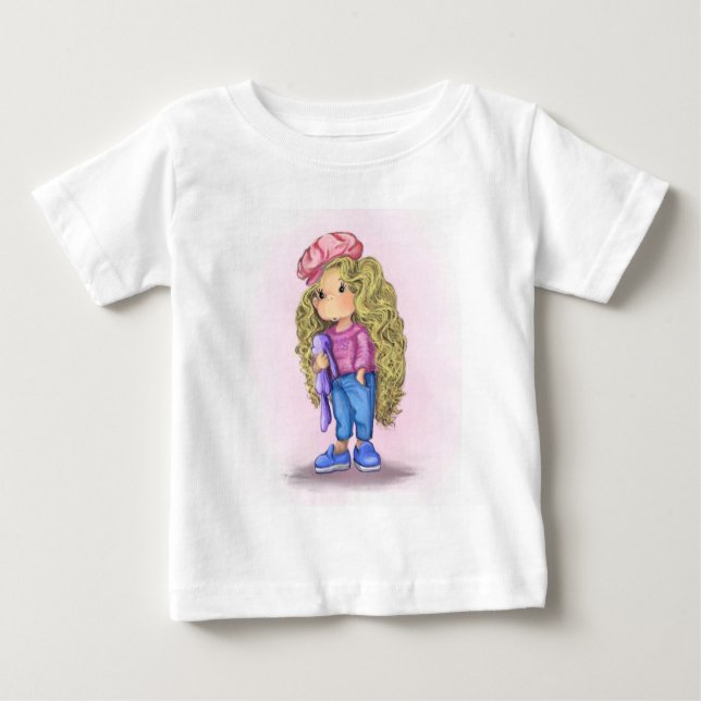 Söt Bebis Flick T-Shirt (Framsida)