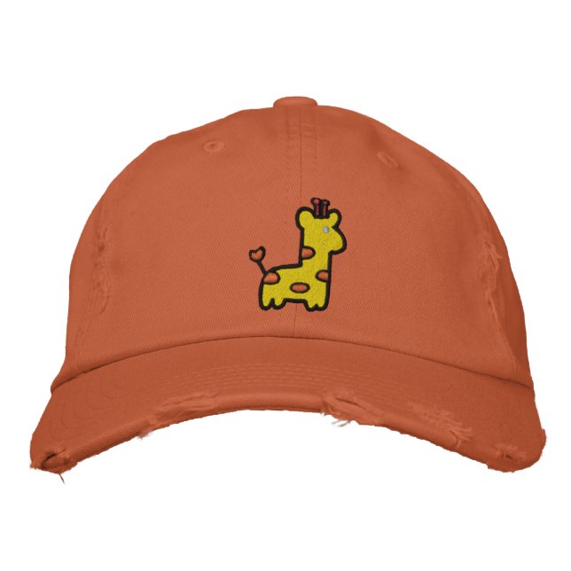 Söt bebis-giraff-hatt broderad keps (Framsida)