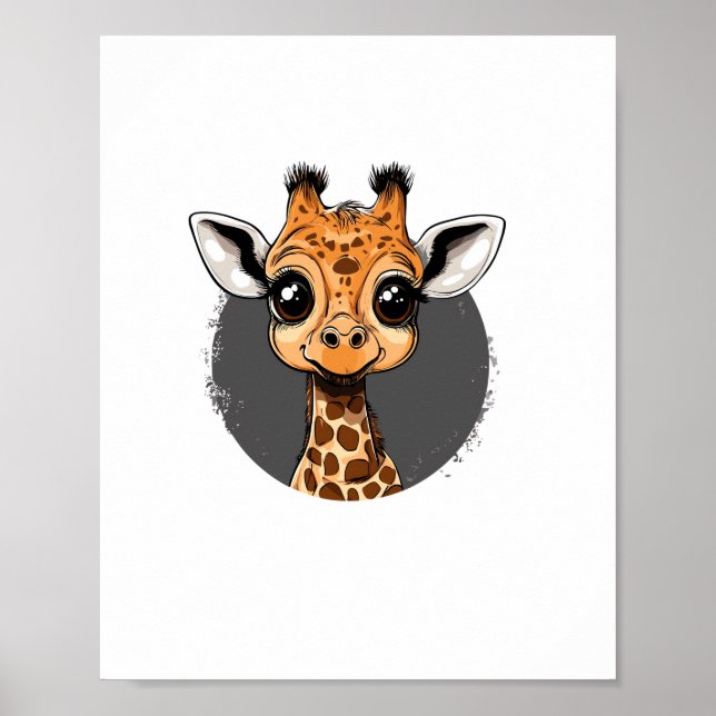 Söt Bebis Giraff Illustration   Poster (Framsidan)