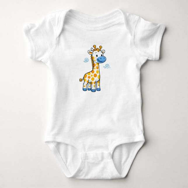 Söt Bebis Giraff Serieteckning Illustration T Shirt (Framsida)