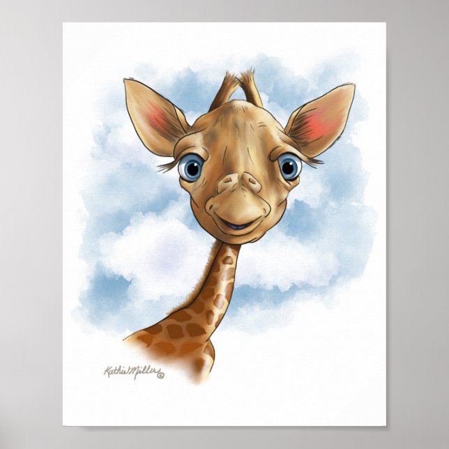 Söt Bebis Giraff Tecknad Film Poster (Framsidan)
