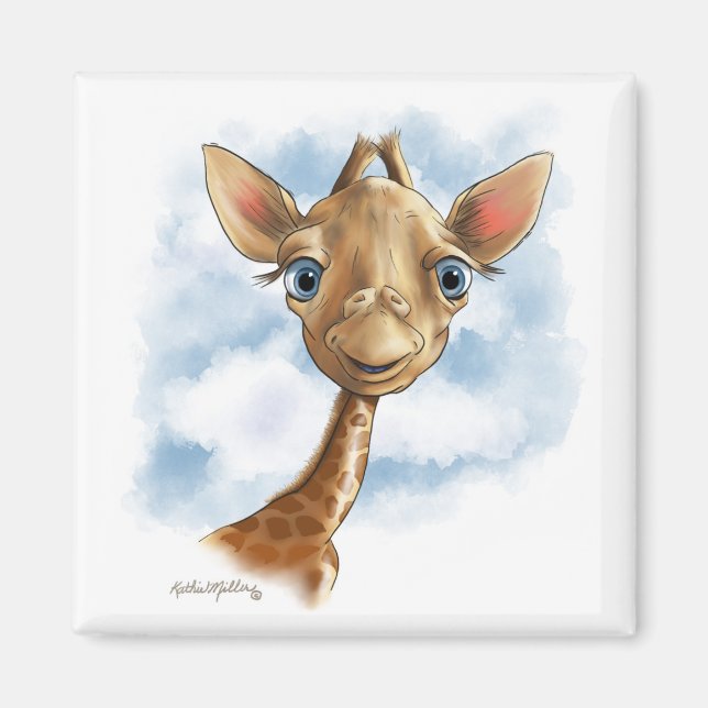 Söt Bebis Giraff Tecknad	 Magnet (Framsidan)