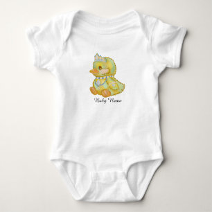Söt bebis klädd anka kroppsoverall t shirt