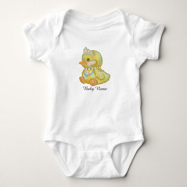 Söt bebis klädd anka kroppsoverall t shirt (Framsida)