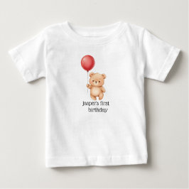 Söt bebis med röd ballong-festhatt t shirt