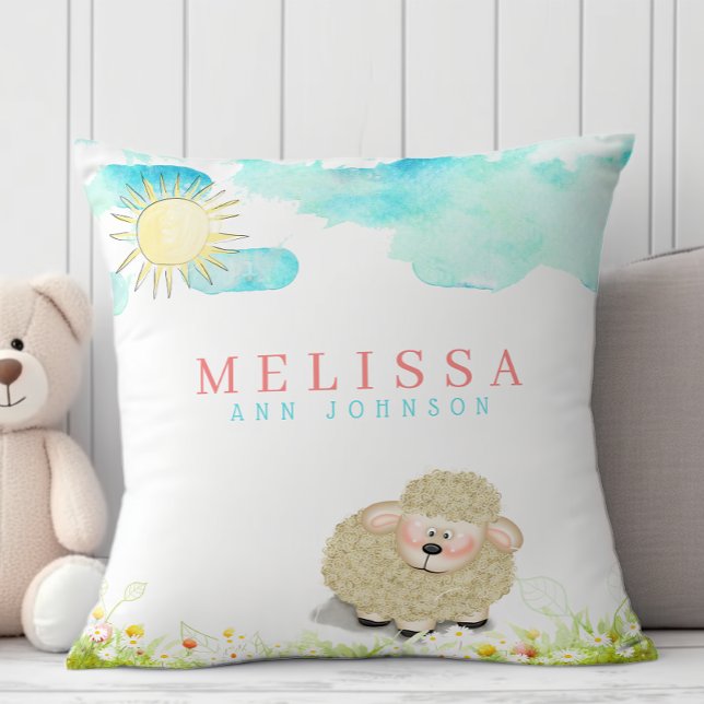 Söt bebis pojke eller flicka lamm pastellfärgad ba kudde (Skapare uppladdad)