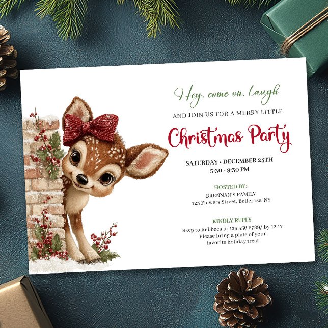 Söt bebis ren digital nedladdning fest inbjudan (Sweet baby reindeer digital download party invite)