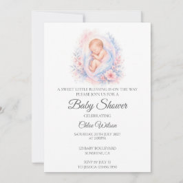 Söt bebis som sover Baby Shower-inbjudan