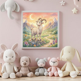 Söt Bebis Stenbocken Zodiakus Väggkonst Poster