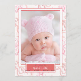 Söt Bebis Tjej Bläckfisk Hav Liv Födelse Tillkänna Meddelande